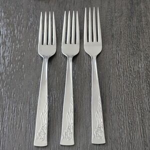 Oneida Cobblestone Daffodil Stanhome Fork Set Of 3 Stainless Flatware Silverware